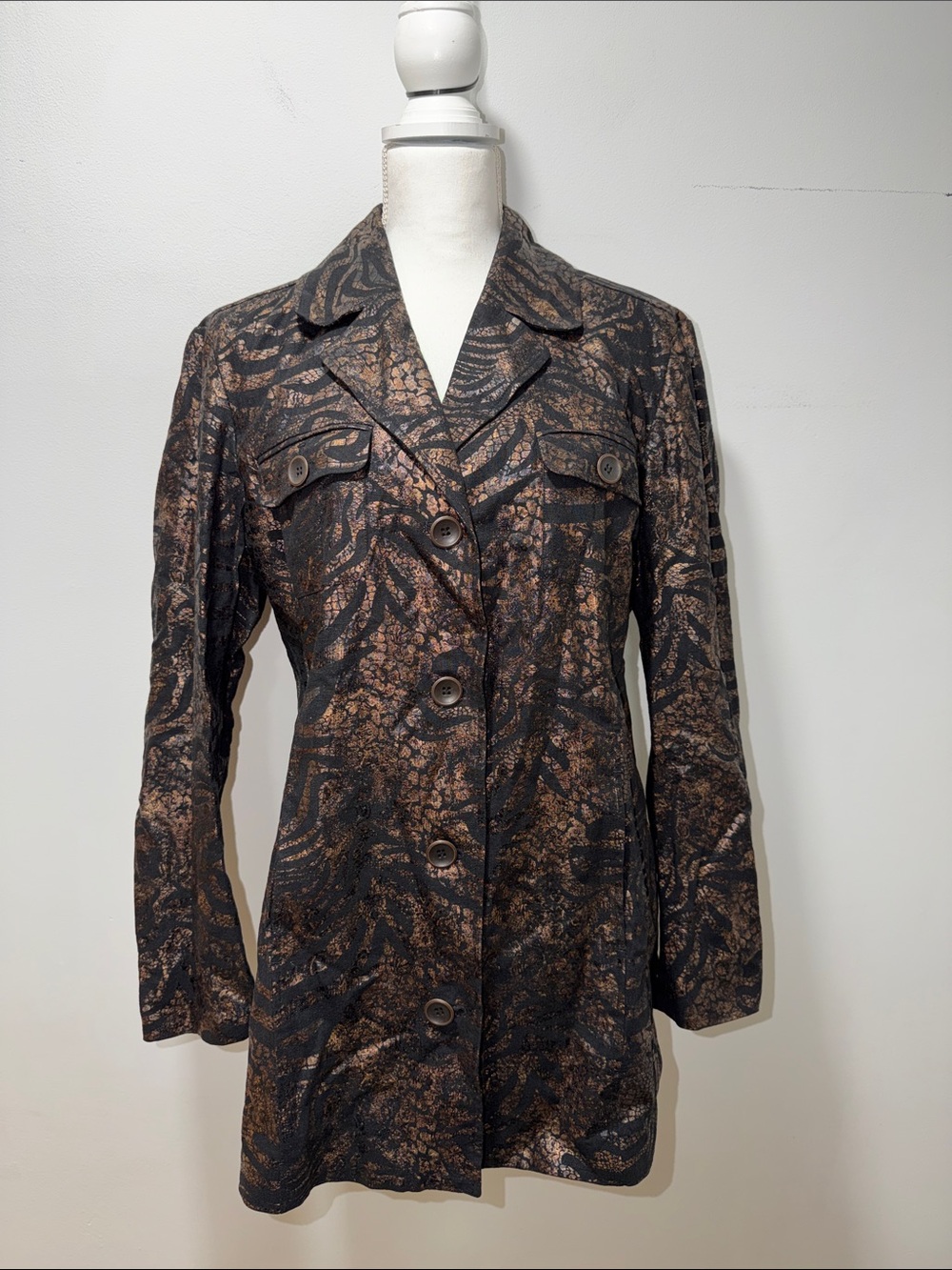 Vintage Chicos Blazer Jacket Coat LINEN 2 Grunge Whimsigoth Retro 90s Bratz Y2K